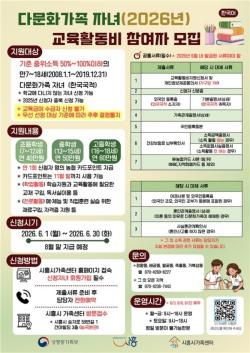 시흥시, 다문화가족 자녀 교육활동비 지원…최대 60만 원