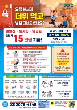 경기도 온열질환자, 전년 대비 11% 증가  .. 경기도, “폭염 피해 병원 진료 받았다면 기후보험 챙기세요”
