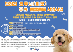 인천시, 반려견 `비문등록` 시범사업 본격화…8월부터 출장 등록 운영