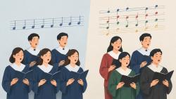 합창 유니슨은 같은 선율 화음은 다른 음을 쌓는다